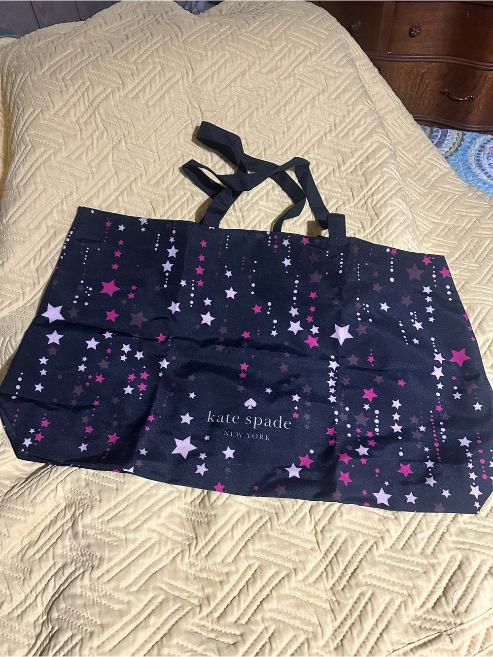 kate spade Navy Tote with Pink and Light Pink Stars